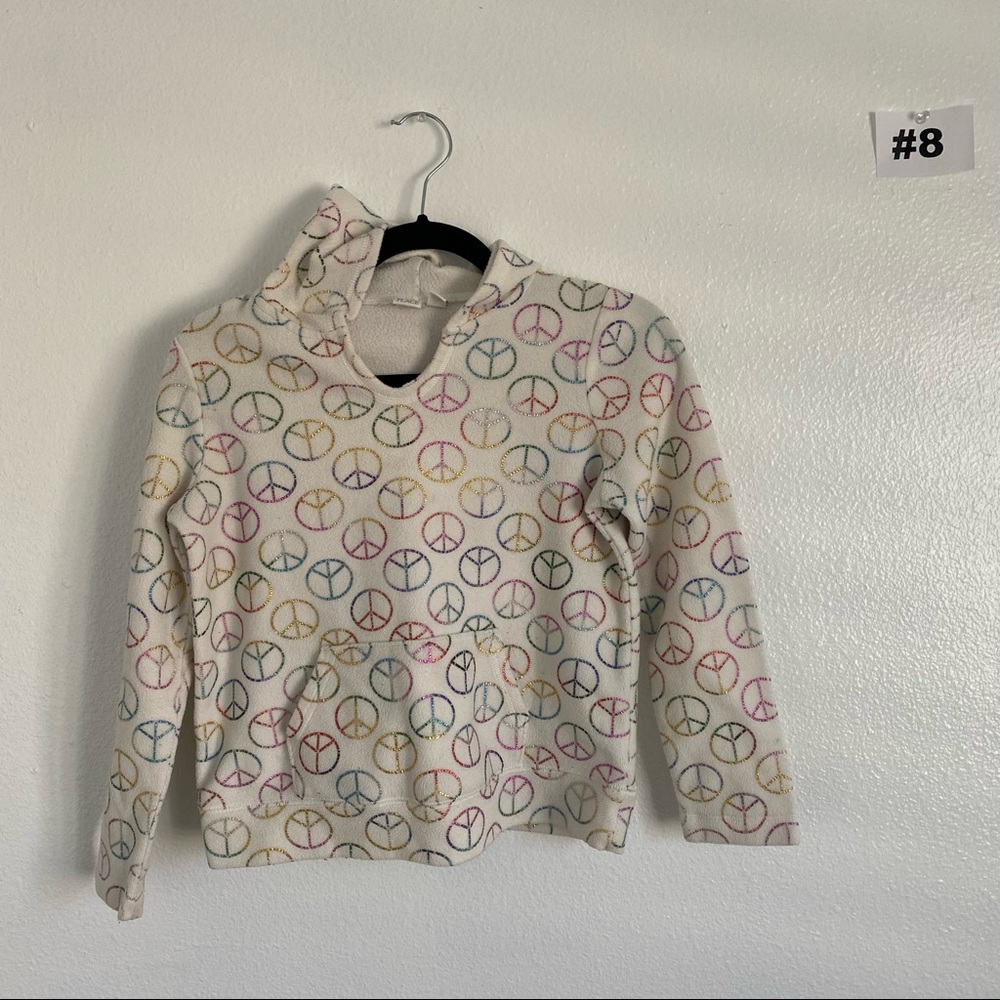 Est 1989 Place Peace Signs White Hoodie - Large